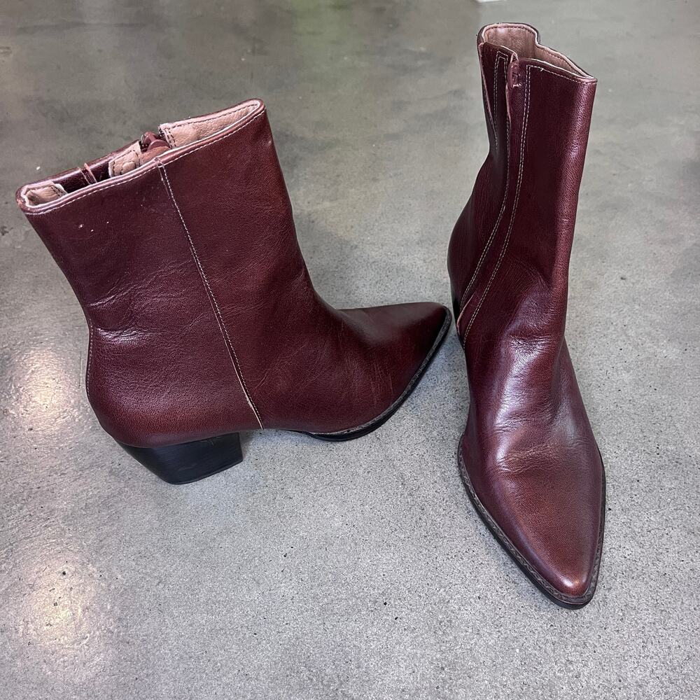 Mastisse Burgundy Brown Crinkle Caty leather ankle boot Womens 6.5 NEW shoes